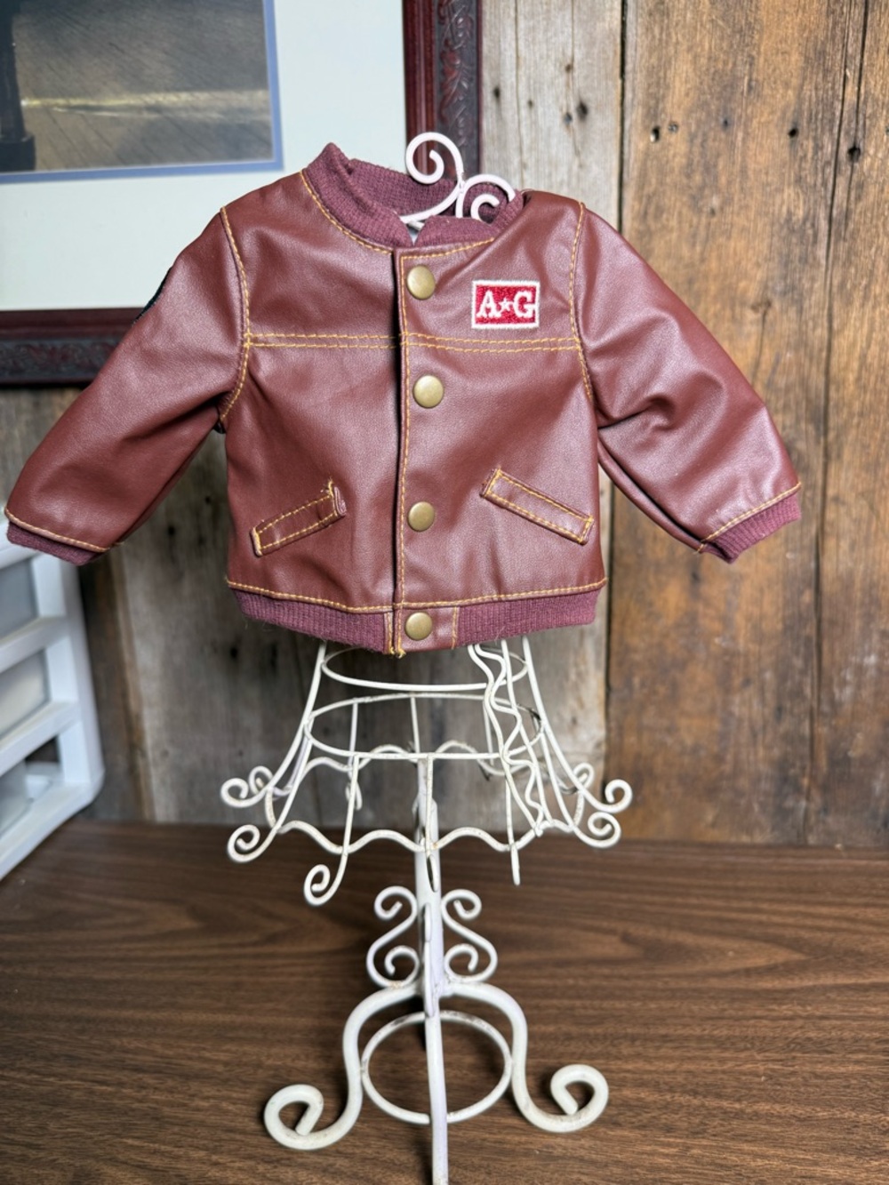 American Girl Logan Everett Meet Jacket Brown Faux Leather AG Boy Doll Outfit